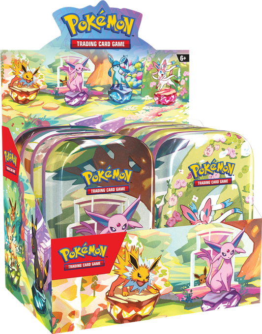 Pokémon Scarlet & Violet Prismatic Evolutions Mini Tin Display Pre-Order