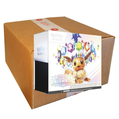 Pokémon Scarlet & Violet Prismatic Evolutions Elite Trainer Box Case Pre-Order